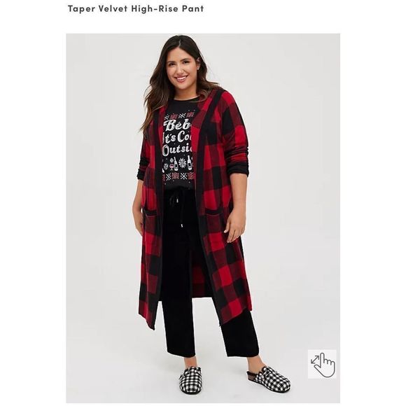 TORRID PULL-ON RELAXED TAPER VELVET HIGH-RISE PANT - Picture 9 of 14